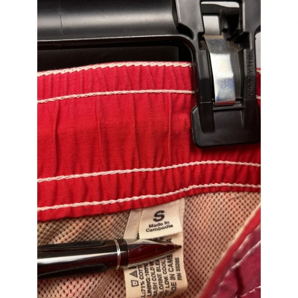 Express Swim Trunks Mens Small Red Board Shorts Drawstring‎ Mesh Lined Contrast